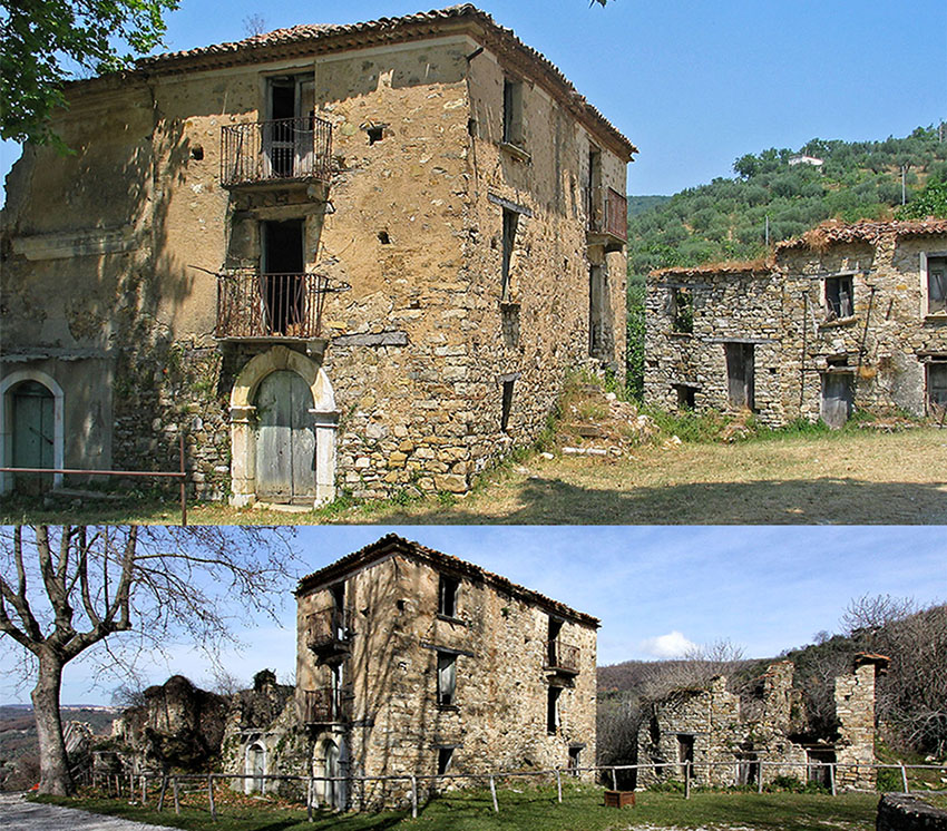 Above photo taken in Roscigno Vecchia late 90s years ago and the same subject (below) taken in February 2023.