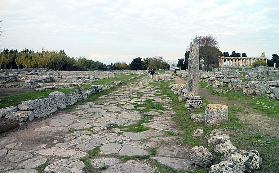 Via Sacra e vista del e Tempio  di Atena o tempio di Cerere