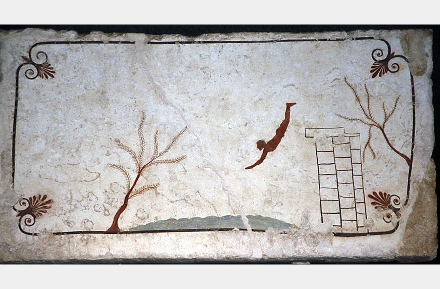  Lastra di copertura della tomba rappresenta " Il Tuffatore "