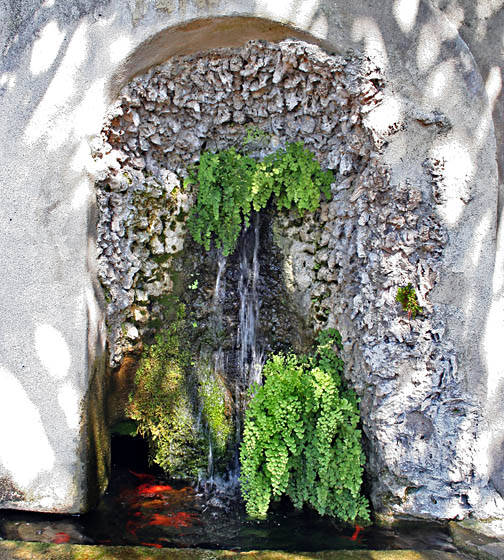 Grotta artificiale con una vasca peschiera dove fluisce l'acqua di una sorgente.